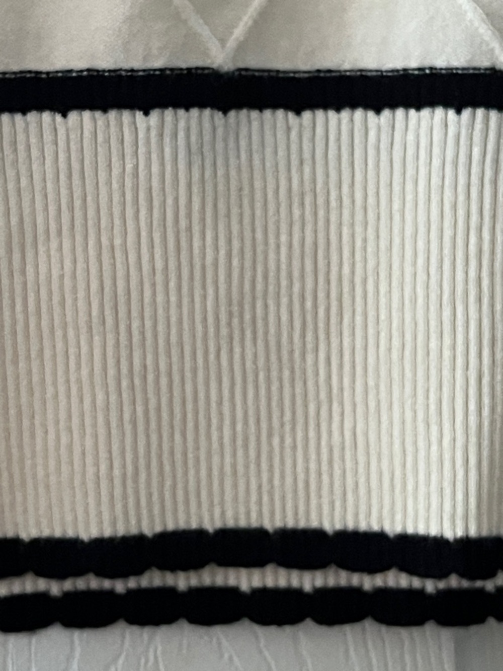 Ontwelth Cream Short sleeve Sweater with Black Trim and Black Bow Accent - Picture 3 of 5